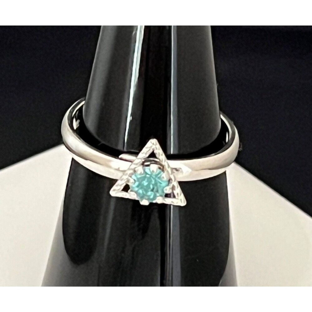 Vintage 1960s Ring Silver Tone Prong Set Crystal Retro Mid Century Modern 4J